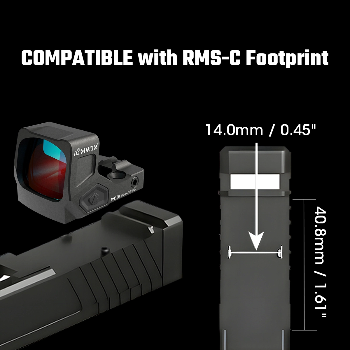 Aimwin Red Dot kolimátor RMSc Footprint PN330 - Obrázek 7