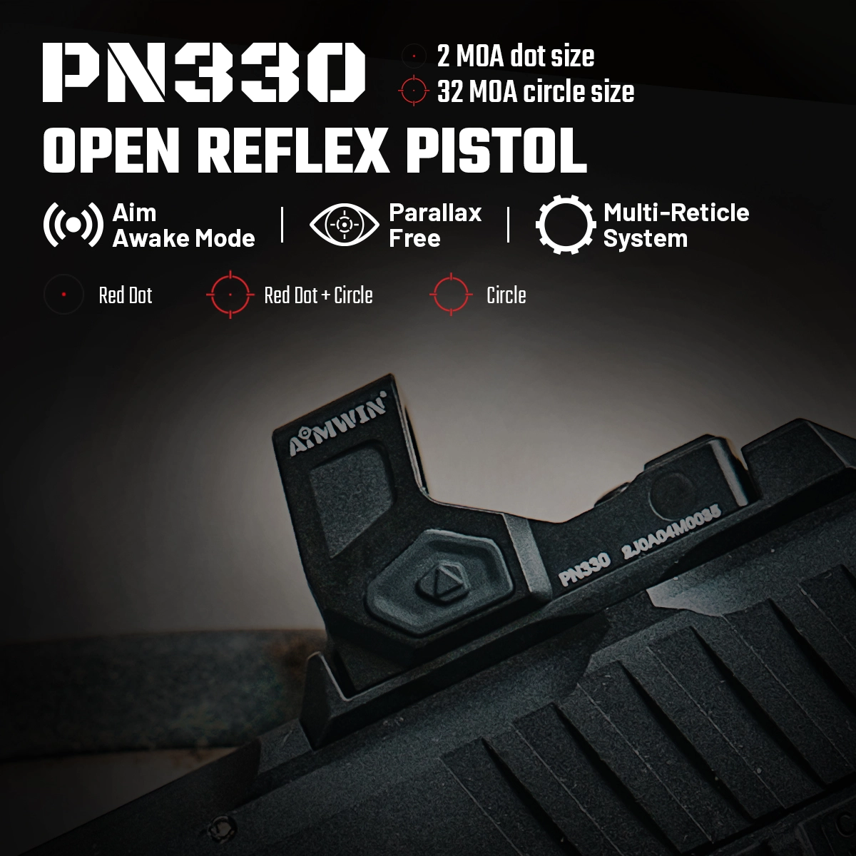 Aimwin Red Dot kolimátor RMSc Footprint PN330 - Obrázek 8